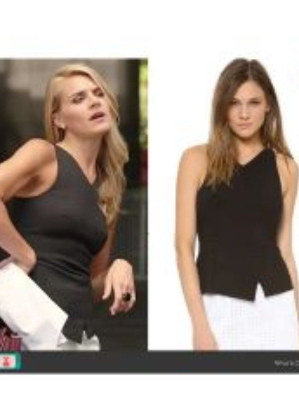 Tibi Black Asymmetric V Neck Peplum Zip Back Top Size 2